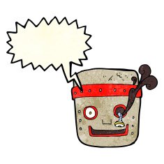 cartoon robot head with speech bubble N18