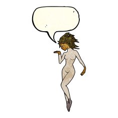 cartoon future space woman with speech bubble N3