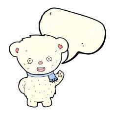 cartoon polar bear waving with speech bubble N3