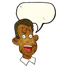 cartoon male face with speech bubble N7