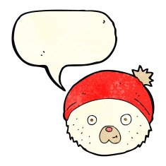 cartoon teddy bear face with speech bubble N4