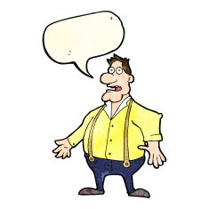 cartoon shocked man with speech bubble N39