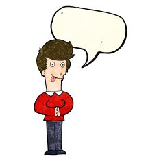 cartoon man sticking out tongue with speech bubble N12