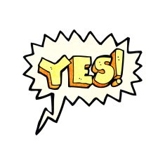 cartoon yes symbol with speech bubble N2