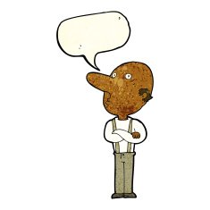 cartoon old man with folded arms speech bubble N4
