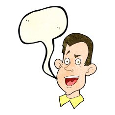 cartoon male face with speech bubble N8
