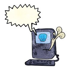computer virus cartoon with speech bubble N2