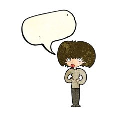 cartoon surprised woman with speech bubble N90