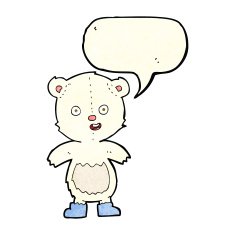 cartoon happy teddy bear in boots with speech bubble N4