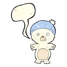 cartoon cute polar bear in hat with speech bubble N2