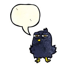 funny cartoon bird with speech bubble N50