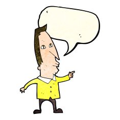 cartoon pointing man with speech bubble N32