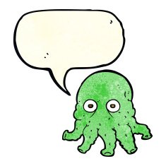 cartoon alien squid face with speech bubble N11