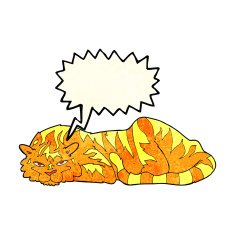 cartoon resting tiger with speech bubble N3