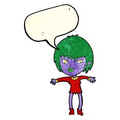 cartoon vampire girl with speech bubble N79