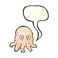 cartoon alien squid face with speech bubble N12
