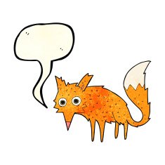 funny cartoon fox with speech bubble N2