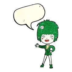 cartoon vampire girl with speech bubble N80