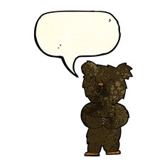 cartoon happy little black bear with speech bubble N6
