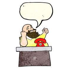cartoon arrogant boss man with speech bubble N3