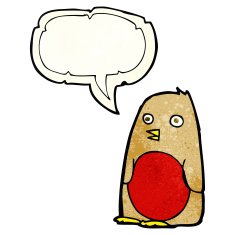 cartoon robin with speech bubble N8
