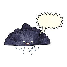 cartoon rain cloud with speech bubble N6