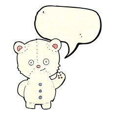 cartoon waving polar bear cub with speech bubble N14