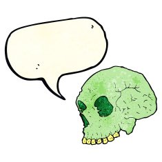 cartoon spooky skull with speech bubble N50