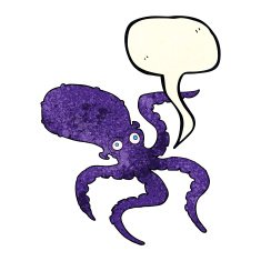cartoon octopus with speech bubble N10