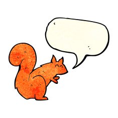cartoon red squirrel with speech bubble N2