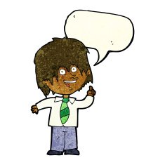cartoon school boy with idea speech bubble N10