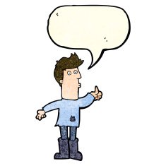 cartoon poor man with speech bubble N4