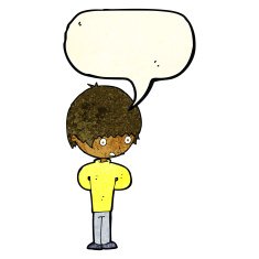 cartoon nervous boy with speech bubble N3