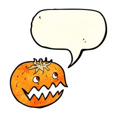 cartoon pumpkin with speech bubble N4