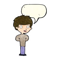 Cartoon happy boy with speech bubble N82