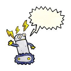 cartoon robot with speech bubble N64