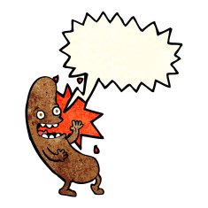 cartoon sausage with speech bubble N6