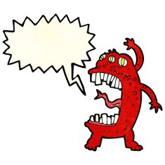 cartoon crazy monster with speech bubble N4