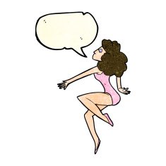 cartoon dancing woman with speech bubble N20