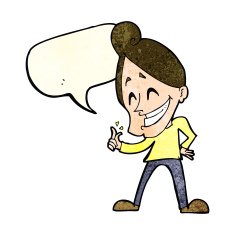 cartoon man snapping fingers with speech bubble N4