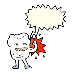cartoon strong healthy tooth with speech bubble N4