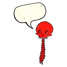 spooky cartoon sull and spine with speech bubble N3