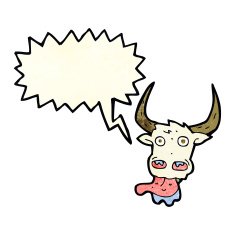 cartoon cow face with speech bubble N4