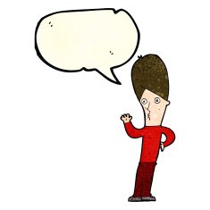 cartoon man waving with speech bubble N11