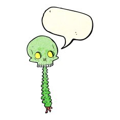 spooky cartoon sull and spine with speech bubble N4