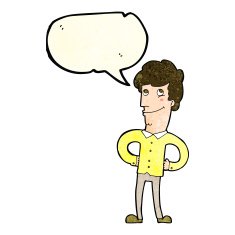 cartoon happy man with speech bubble N163