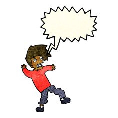 cartoon terrified man with speech bubble N76
