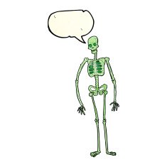 cartoon spooky skeleton with speech bubble N2