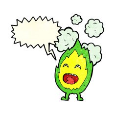cartoon flame character with speech bubble N4