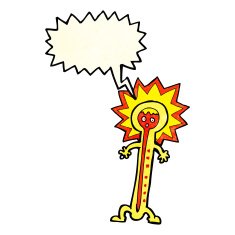 cartoon hot thermometer with speech bubble N3